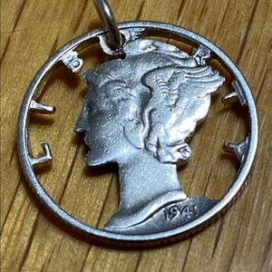 One of a kind laser cut 1941 Mercury Silver dime